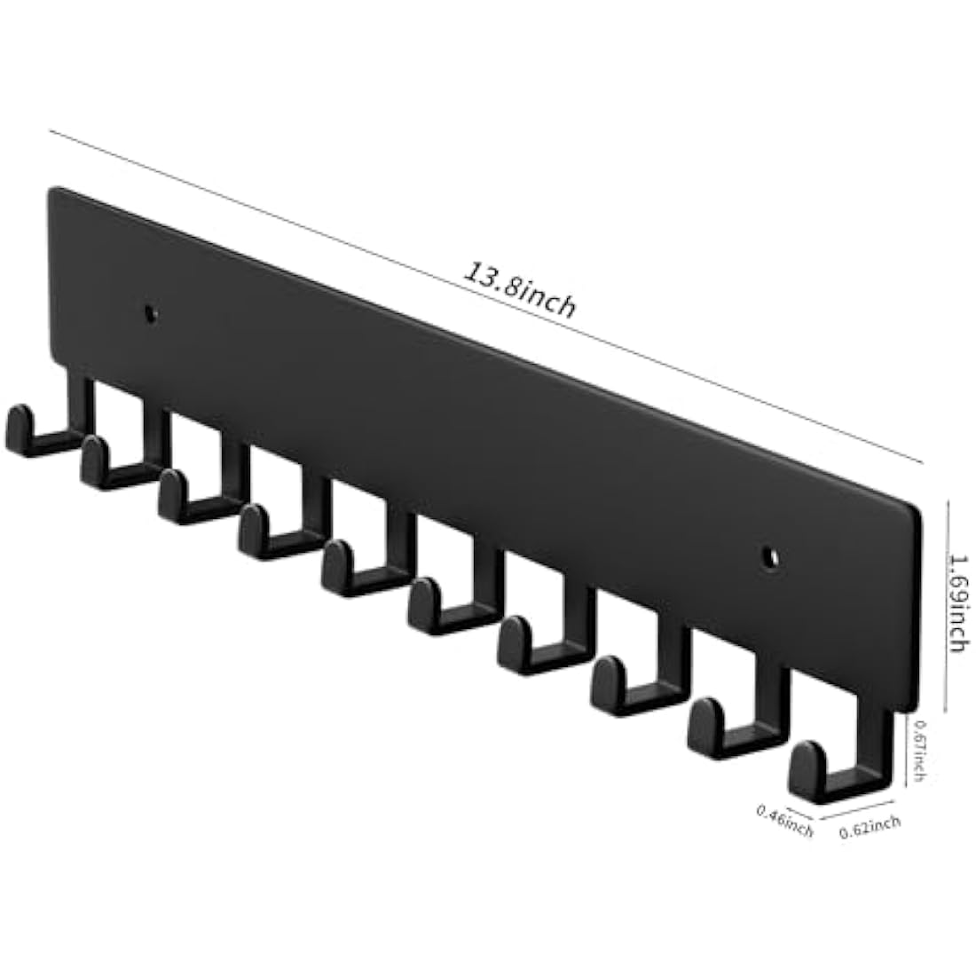 GTK Key Holder for Wall, Key Hooks with 10 Hooks, Wall Mounted Key Holder for Hallway, Self Adhesive Key Rack(Black)