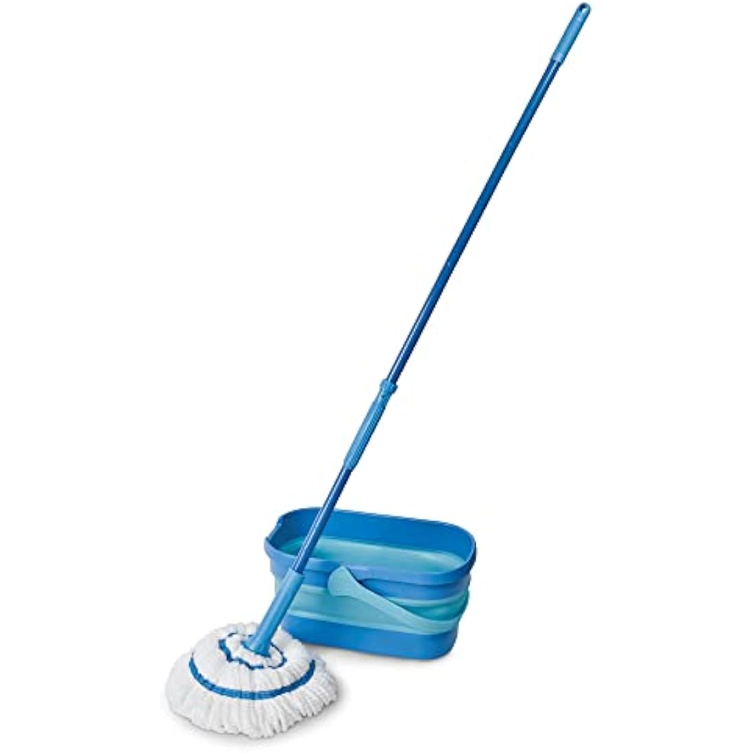 Spontex Ultra Compact Twist Mop and Bucket Set | Microfibre Mop with Built-In Self-Wringing System | 10L Foldable Bucket | Cleans Laminate, Wood & Tile Flooring | Washable Mop Head
