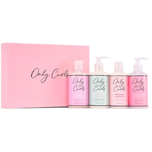 Only Curls Full-Size Bundle, 250ml & 300ml, Curly Hair Product Set, Nourishing Shampoo, Detangling Conditioner, Curl Creme & Enhancing Curl Gel, Cruelty Free, For All Curly Hair Types
