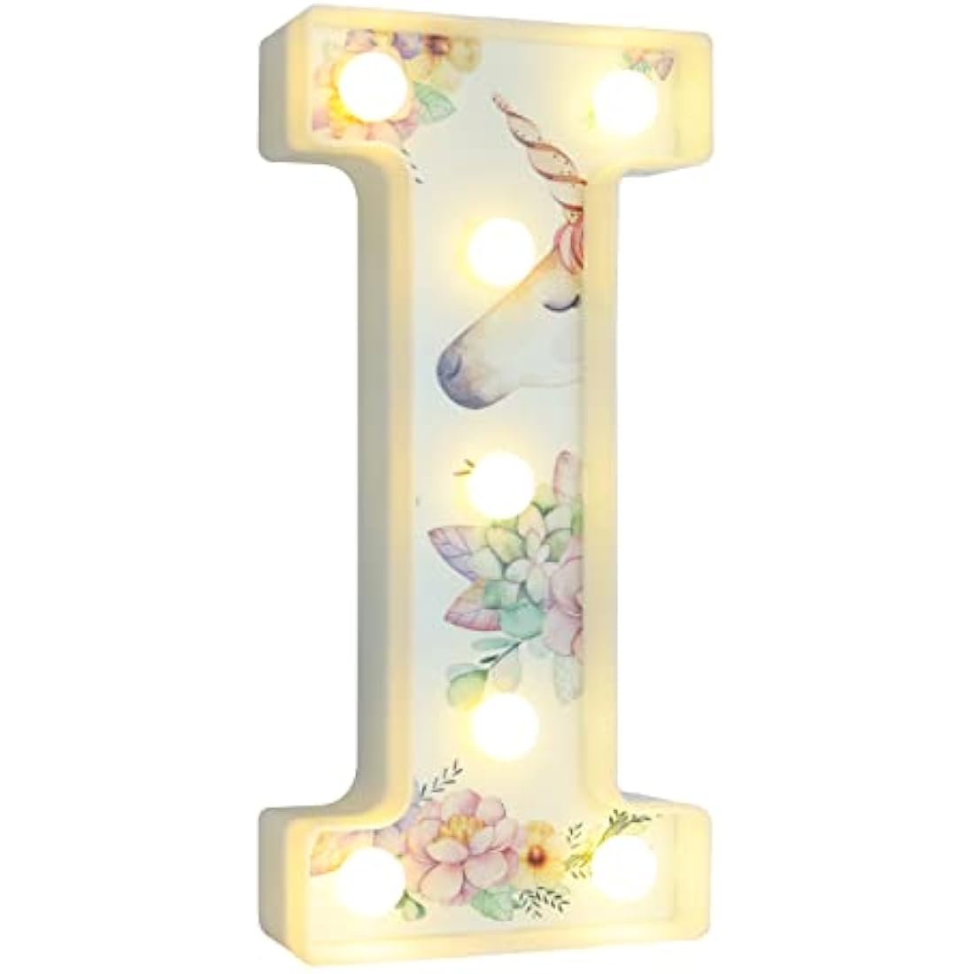 Vimlits Unicorn Light Up Letters, LED Letter Lights Warm White Alphabet Signs for Girls Birthday Party Decorations, Bedroom Night Light, Christmas & Valentine Wall & Table Decor - I