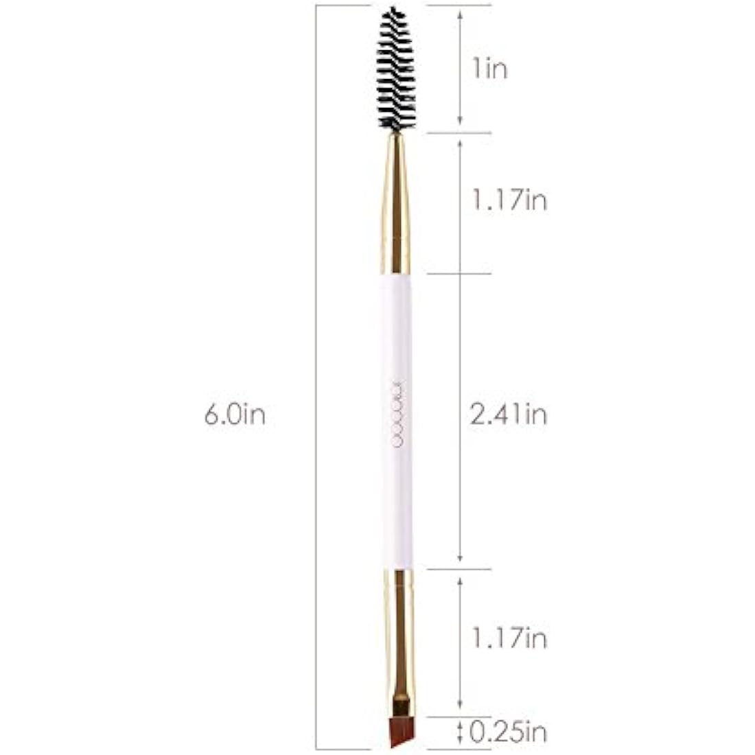 Docolor Eyebrow Brush Duo Eyebrow Spoolie 1Pc Professional Angled Eye Brow Brush Perfect for Lining and Shaping Brows, Spoolie for Brows or Lashes White