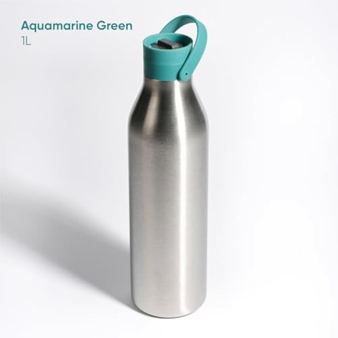 Circular & Co 1L/1000ml Recycled Stainless Steel Reusable Drinks Water Bottle – Insulated, Double Walled, Ecofriendly – Leakproof Lockable Lid – Dishwasher Safe, BPA & Melamine Free (Aquamarine Green)