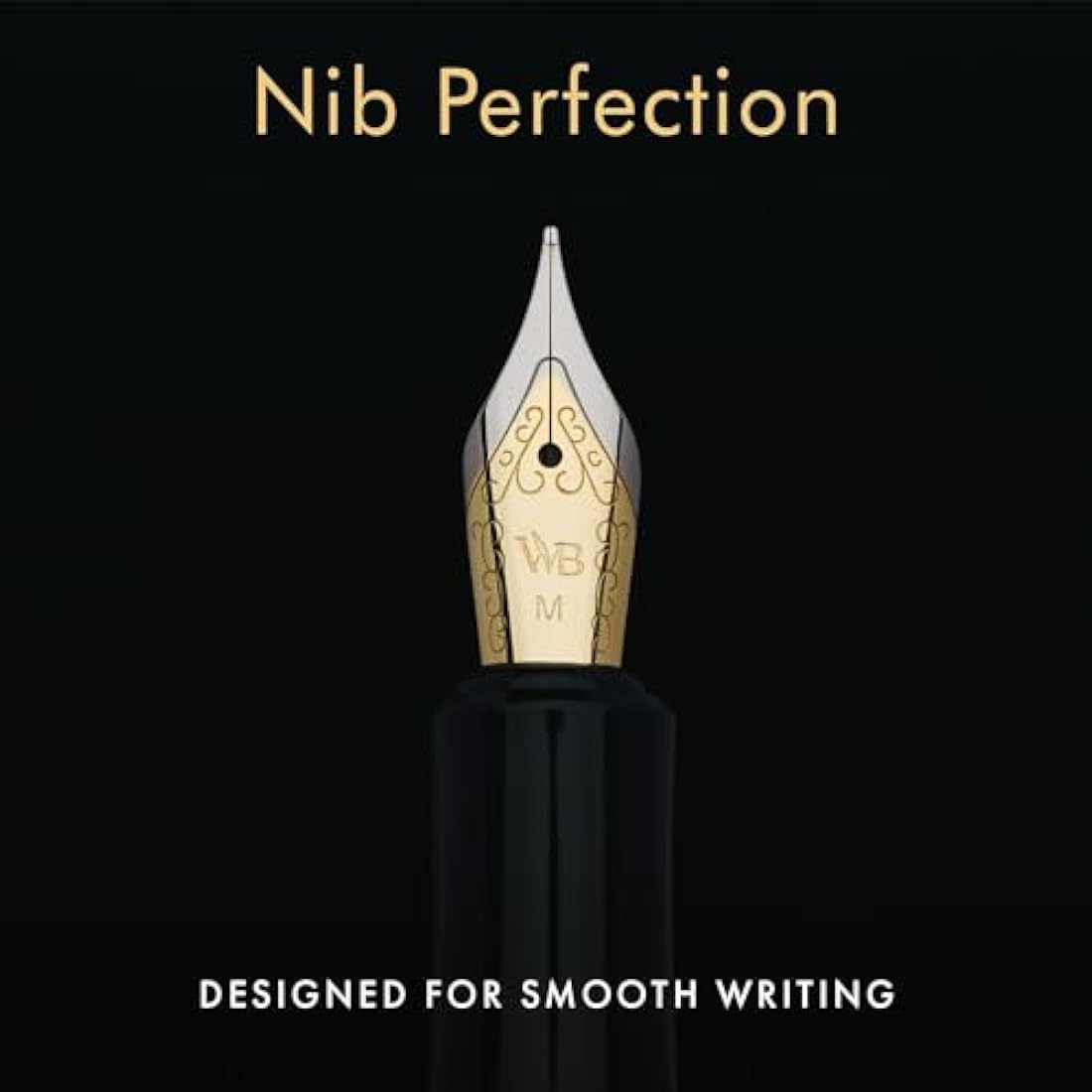 Wordsworth and Black Fountain Pen Mini EDC: Luxury Silver Heavy Pocket Pen, Gold Finish, Medium Nib, 6 Ink Cartridges, Ink Converter, Travel Refillable Writing Pen Gift Set, Men & Women