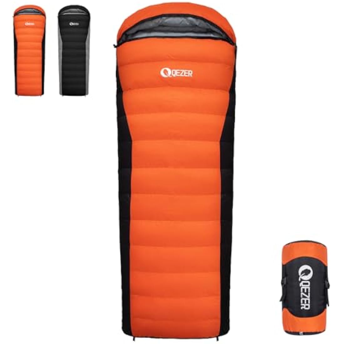 QEZER Down Sleeping Bag,Lightweight Rectangular Winter Sleeping Bag [1180g/1860g] for Adults and Kids 4 Season Camping, Hiking,Warehouse and Moutaineering Outdoor