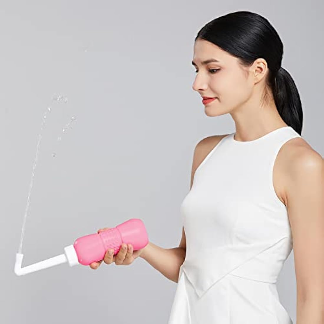 Pink Portable Bidet for Toilet 450ml Travel Bidet Bottle, Perineal Bottle for Postpartum Hemorrhoids Healing, Maternity Kit Essentials,Intimate Wash for Women with Water Seal Cap Storage Bag
