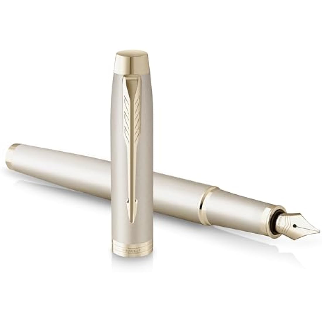 Parker IM Monochrome Fountain Pen | Champagne Finish and Trims | Fine Point | Blue Ink | Gift Box