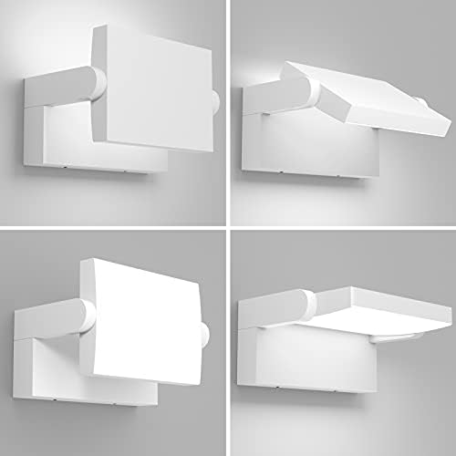Klighten 24W LED Wall Light Outdoor Indoor Waterproof IP65 Wall Lamp Modern Aluminum Outside Wall Light with Swiveling LED Panel for Entrance Garden Corridor, White, Cold White 5700K-6000K