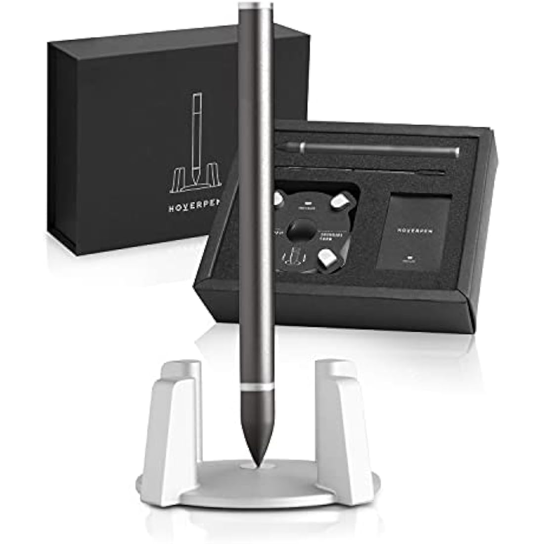 novium Hoverpen - Luxury Pen for Men & Women, Vertically Standing Executive Ballpoint Pen with Top Grade Free-Flowing Ink Refill, Metal Made, Unique Gifts, Mens Gifts Ideas, Gifts for Dad