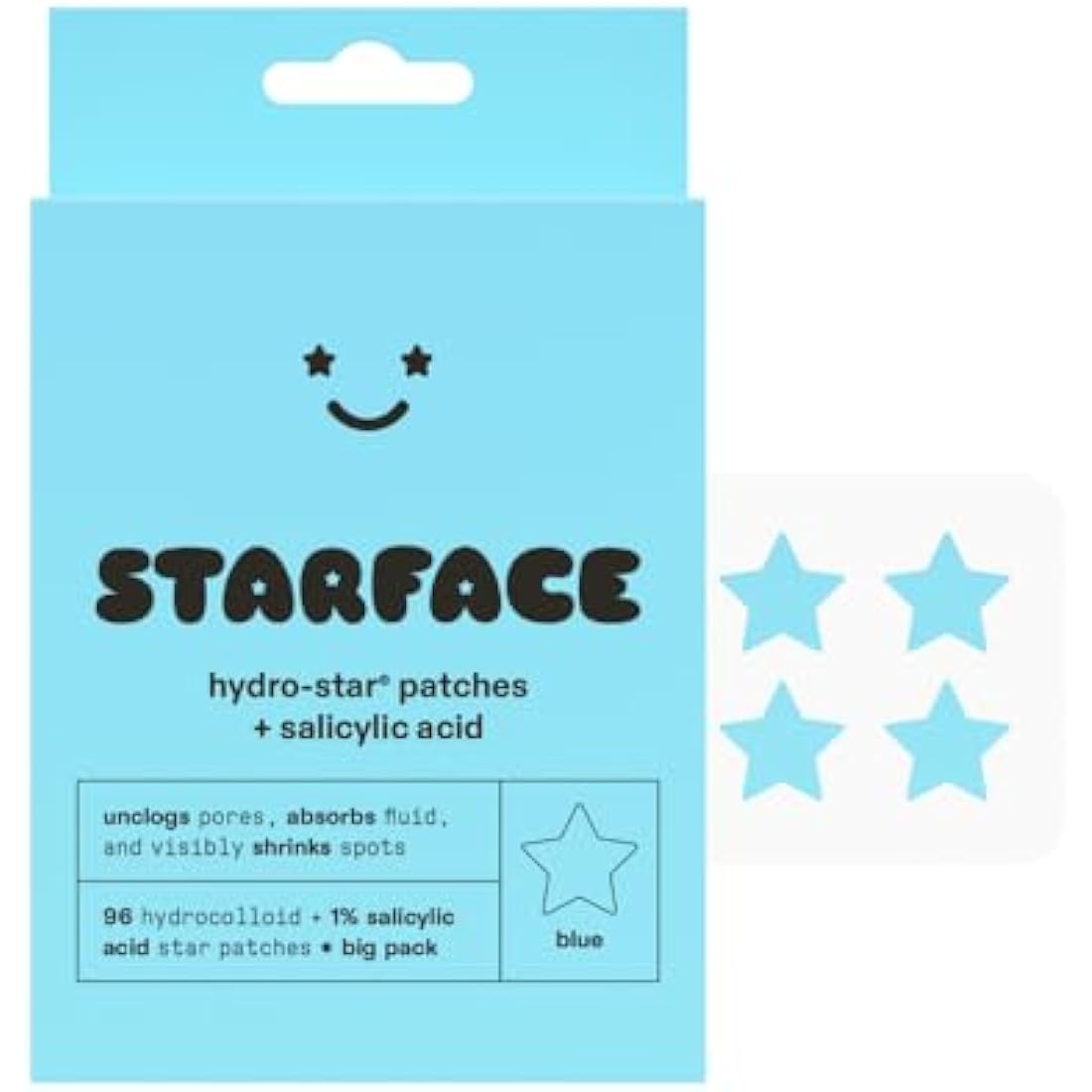 Starface World Starface Hydro-Star + Salicylic Acid Big Pack, Hydrocolloid Pimple Patches with 1% Salicylic Acid, Helps Soothe Deep Spots, Cute Star Shape (96 Count)