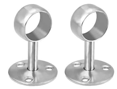 MACHSWON 25mm Dia,65mm Height, Wardrobe Pipe Bracket, Wall Mounted Rail Rod Support Sockets,2PCS