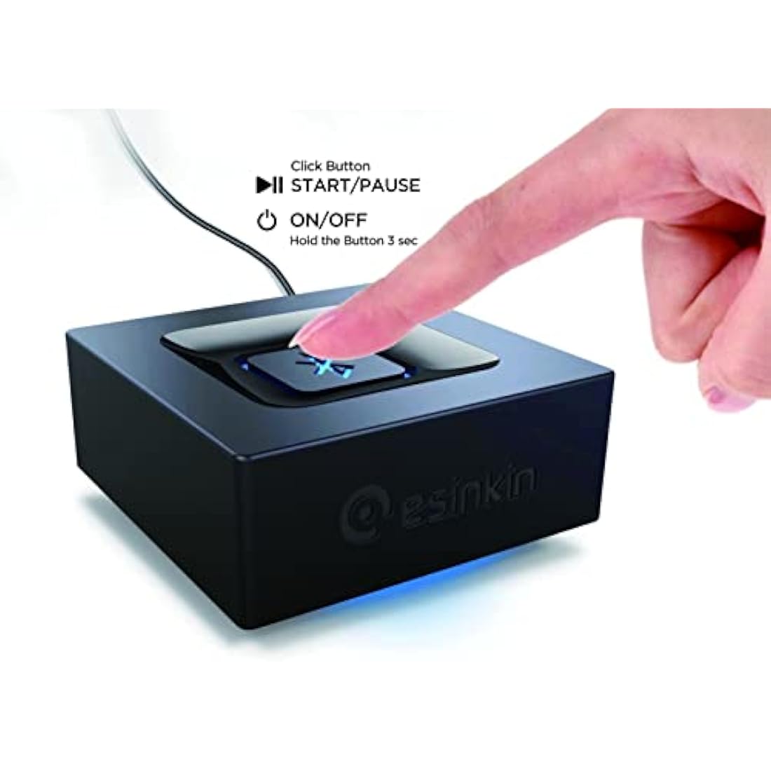 esinkin Bluetooth Receiver for Music Streaming Sound System, Bluetooth Audio Adapter for PC/Mac/Smartphone/Tablet/AV Receiver, with on/off Switch