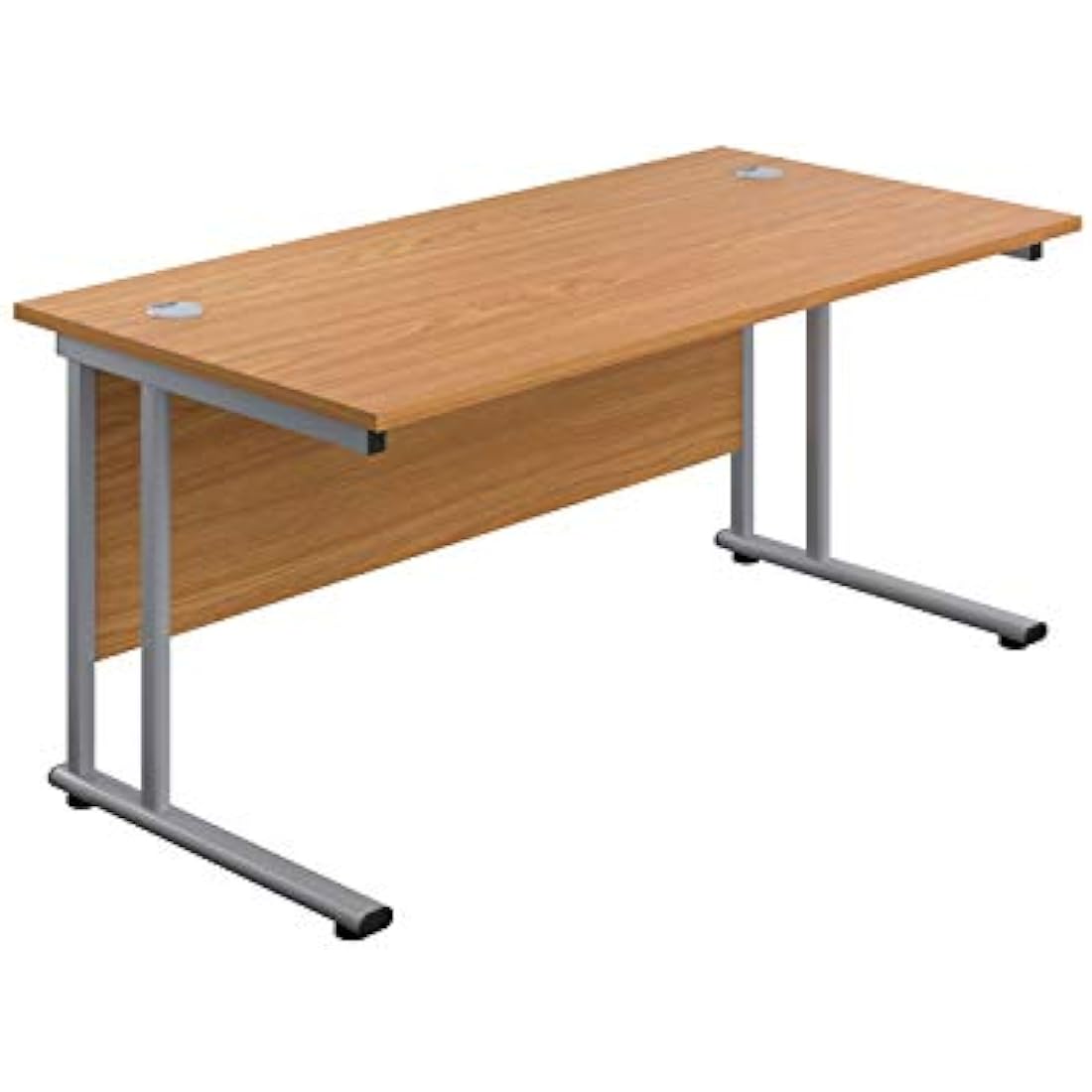 Office Hippo Professioneller Bürotisch, freitragend, Eiche, silberfarbener Rahmen, 140 x 80 x 73 cm