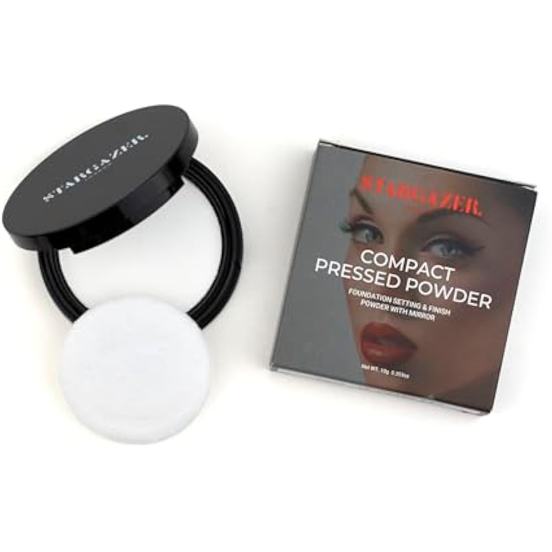Pressed powder White, pressed powder full cover foundation including mirror and puff applicator