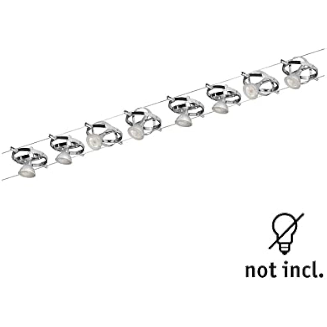Paulmann 94153 Cable Lighting System – Cardan Set Ceiling Light Metal Wire System for Dimmable GU5.3 LED Lamps - Suitable for Max 8 x 10 Watt Bulbs, Comes Without Bulbs - Matt Chrome