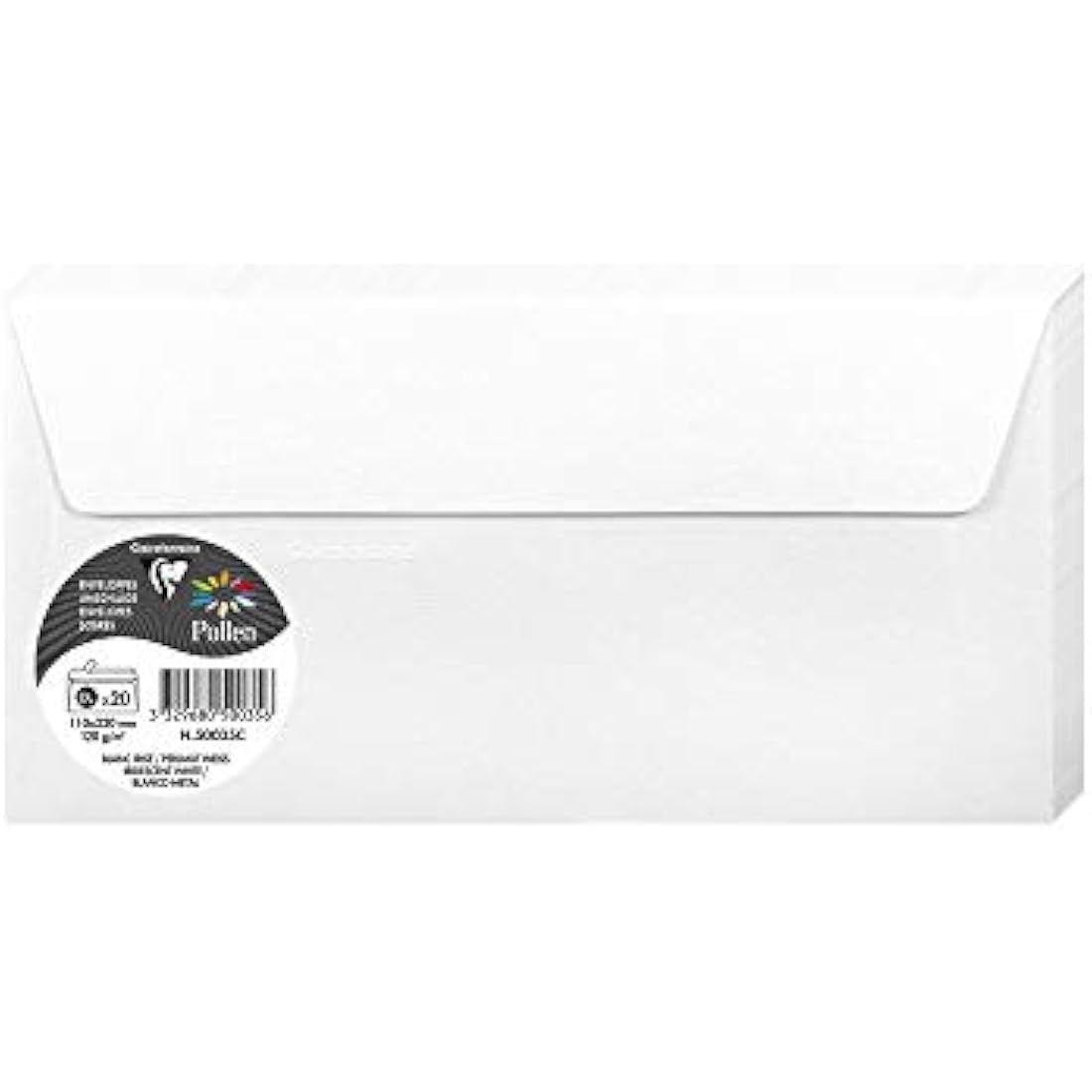 Clairefontaine - Ref 50035C - Pollen Iridescent Adhesive Envelopes (Pack of 20) - DL (110 x 220mm) in Size, 120gsm Paper, Easy-to-Peel Adhesive Strip - White