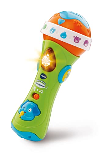 VTech Sing Along Microphone for Kids | Toddler Toy Microphone with Amplified Voice Effect and Animal Sounds | Educational Toys for Boys & Girls 1, 2, 3+ Year Olds, 78763, English Version