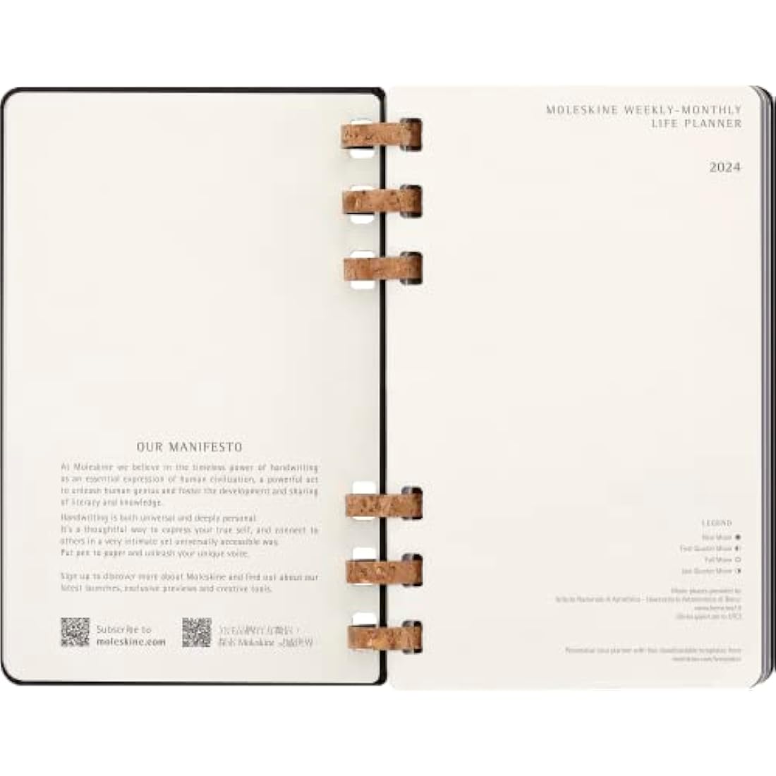 Moleskine Monthly and Weekly Spiral Agenda 12 Months 2024, Agenda 2024, Size Large 15x21, Hard Cover and Elastic Closure, Colour Black