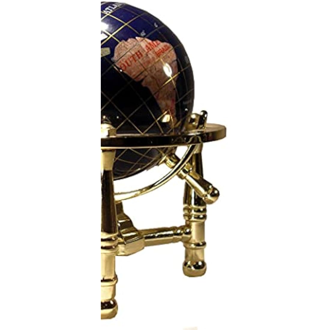 Unique Art 6-Inch by Blue Lapis Ocean Mini Table Top Gemstone World Globe with Gold Tripod
