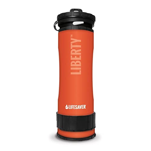 LifeSaver Liberty | Water Filter Bottle - 400ml Small Water Bottle & Water Purifier for Travel & Hiking, Lightweight Design, Removes 99.99% of Viruses, Bacteria & Cysts, Purifies 2000L (Orange)