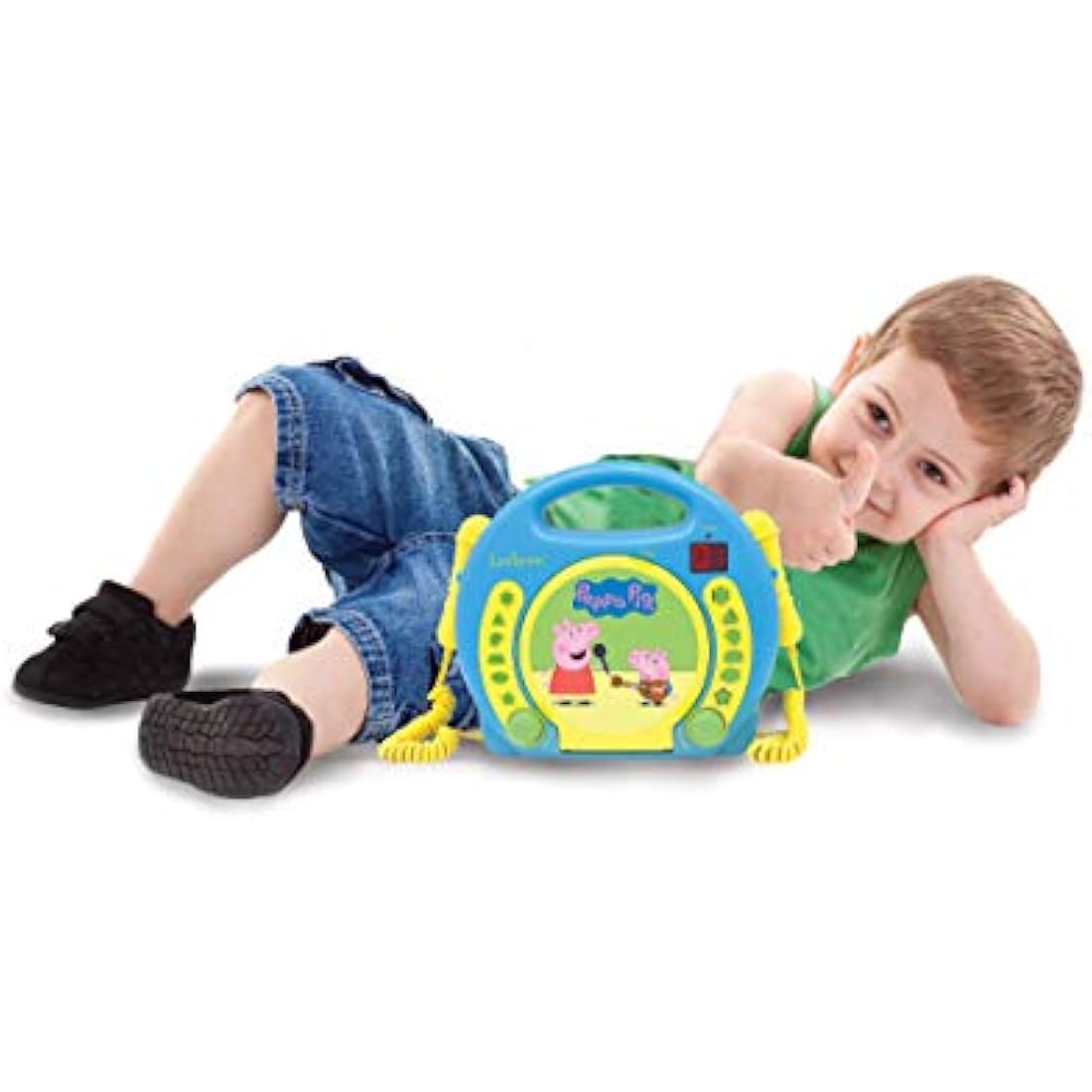 Lexibook, Peppa Pig, Portable CD player with Microphones, Music Player, Repeat and Programming, Karaoke, Headphones jack, Blue/yellow, RCDK100PP