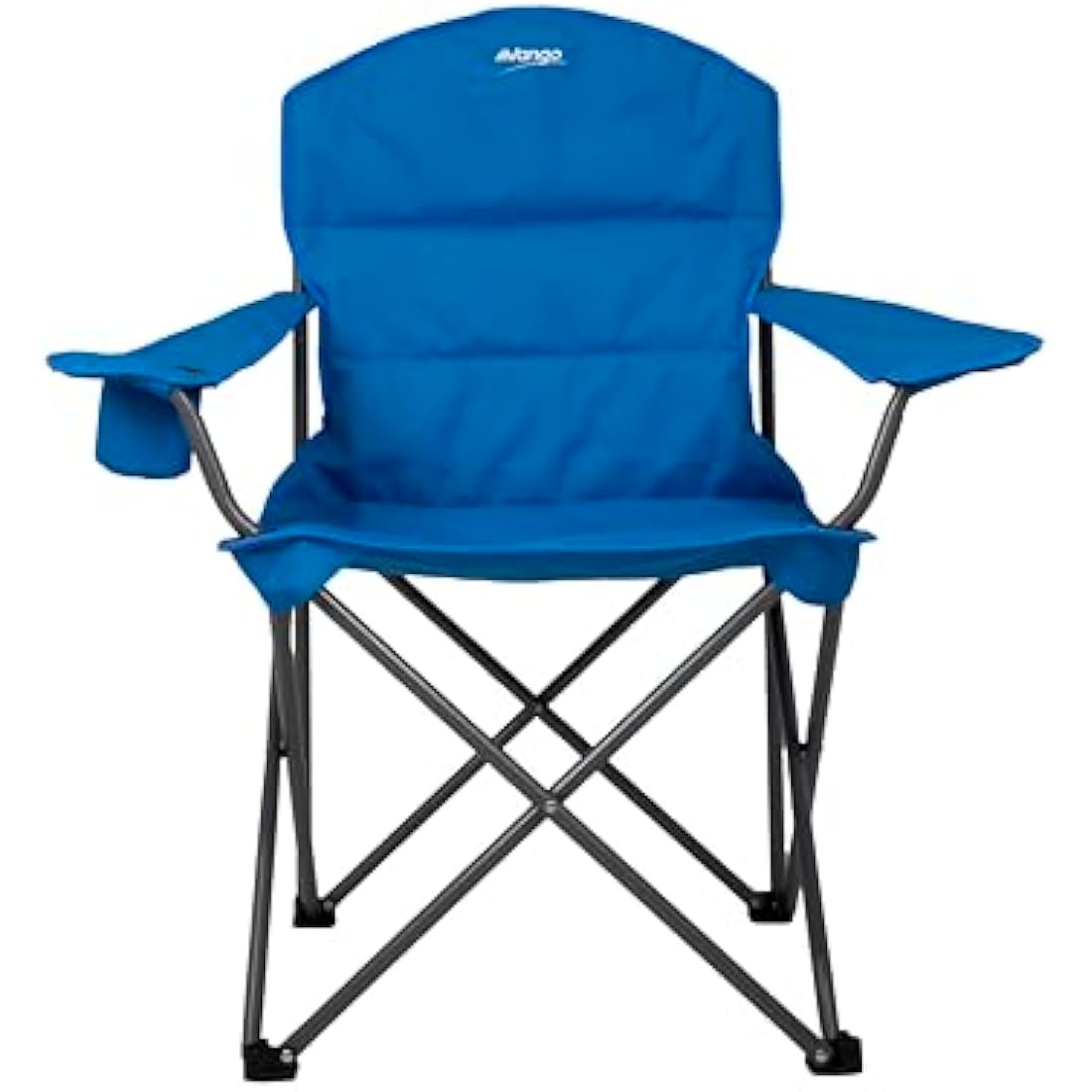 Vango Goliath X-Large Padded Camping Chair for Adults, Extra Wide Seat with Insulated Drinks Holder, Folding Garden Chair for Outdoors, Fishing, Beach, Blue