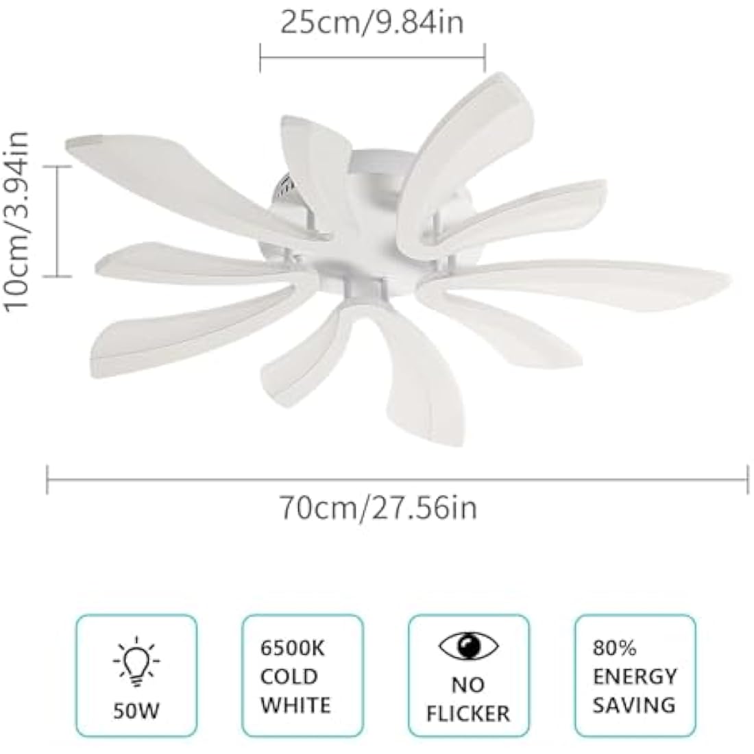 Comely Ceiling Light, LED Ceiling Lamp 50W, 6500K Cold White Light Flush Mount Acrylic Modern Lighting Fixture for Living Room Bedroom, 70cm