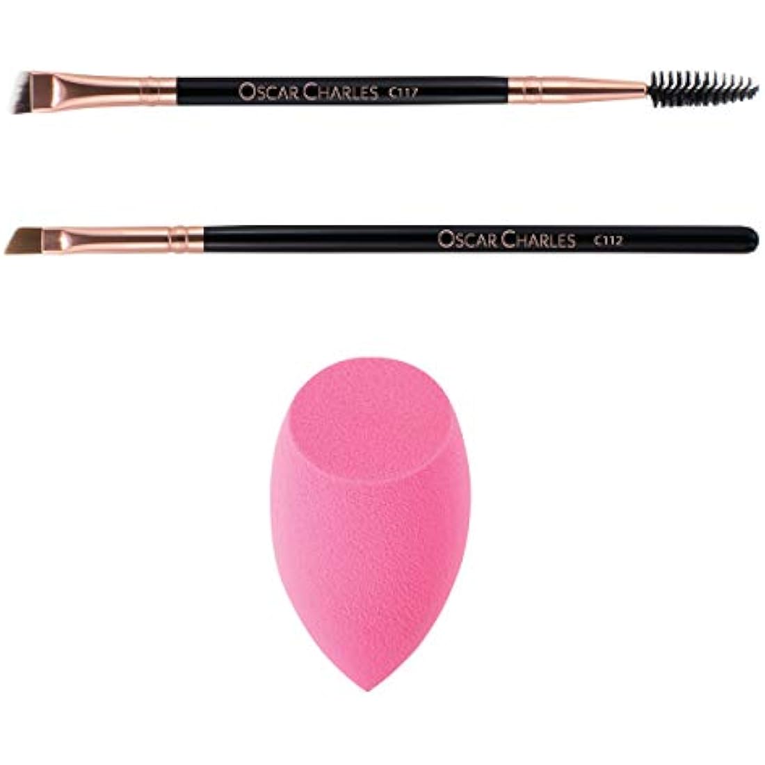 Oscar Charles Make up Brushes Set: 12 Makeup Brushes Professional Grade Fibres Including Brush Holder and Product Guide - Rose Gold