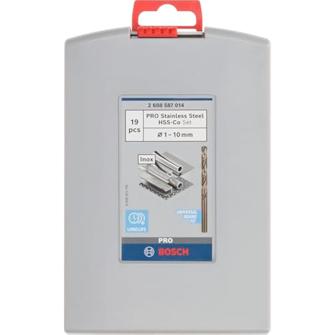 Bosch Professional 2608587014 19-Piece HSS-Cobalt ProBox Metal Drill Bit Set (for Stainless Steel, Accessories for Drill Drivers), Gold, 1mm-10mm