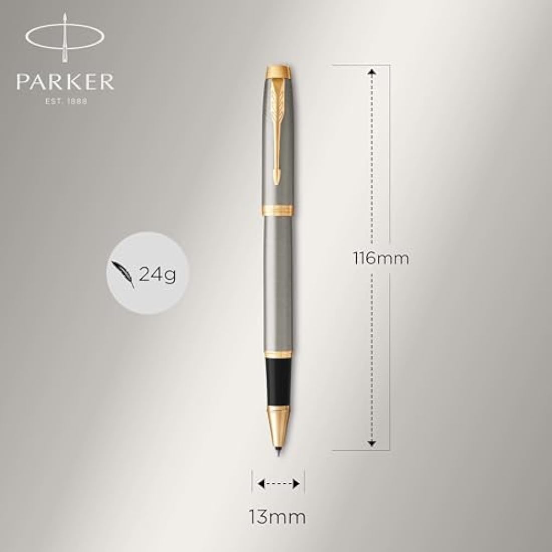 Parker IM Rollerball Pen | Brushed Metal | Fine Point Black Ink | Gift Box