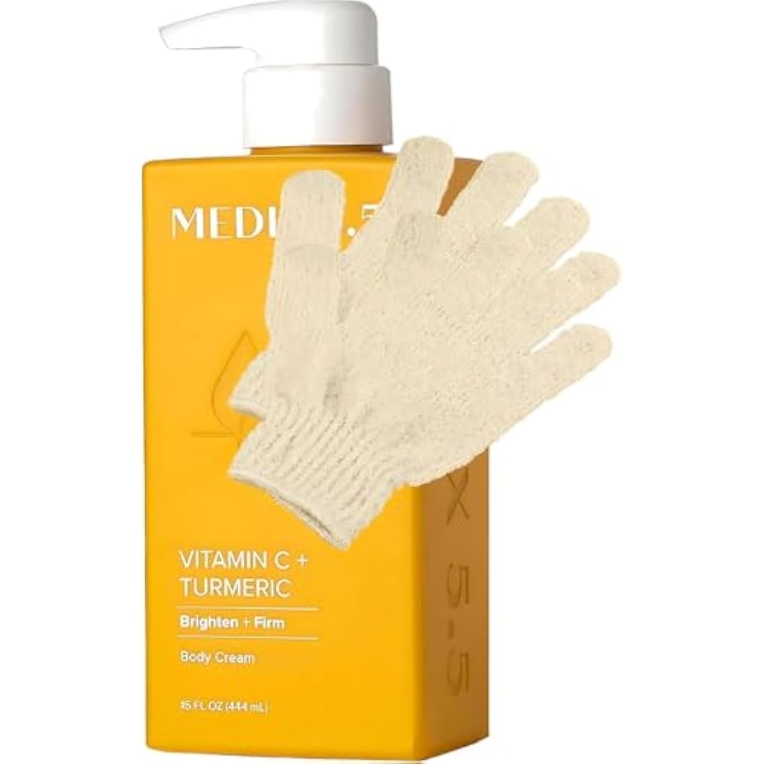 MED Vitamin C + Turmeric Body Cream – Firming & Brightening Moisturiser for Uneven Skin Tone, Age Spots & Sun Damage | With Shea Butter & Aloe Vera – |Skincare Set with Eco Gloves Prosperina Card