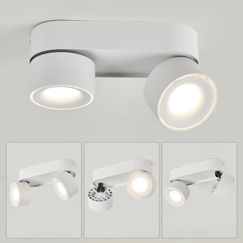 Budbuddy 12W LED Adjustable Ceiling Spotlights, White, 8.7" x 3.3" x 3.5", Modern, Hallway, Living Room, Office