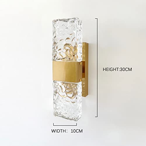 KRIPINC Crystal LED Wall Light, Water Ripple Design Wall Lamp, Gold Wall Lights, Up and Down Wall Lights, Crystal Wall Sconce for Living Room,