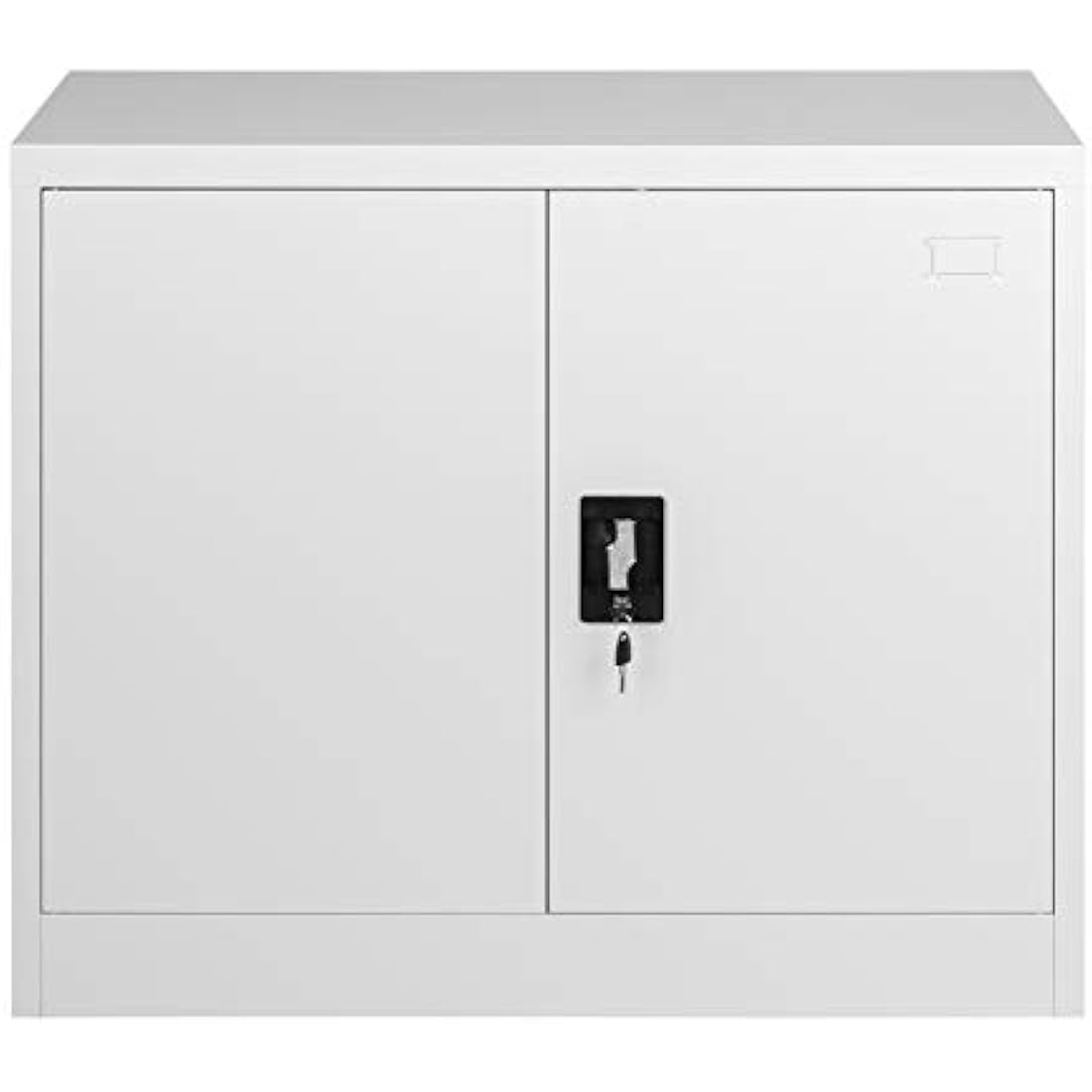 MMT Office Storage Cabinet, Metal Office Storage Cupboard with Lock, 2 Door Filing Cabinet with Adjustable Shelf, Garage, Workshop, Pantry Utility Cupboard, Powder Coated Grey, 90cm Wide