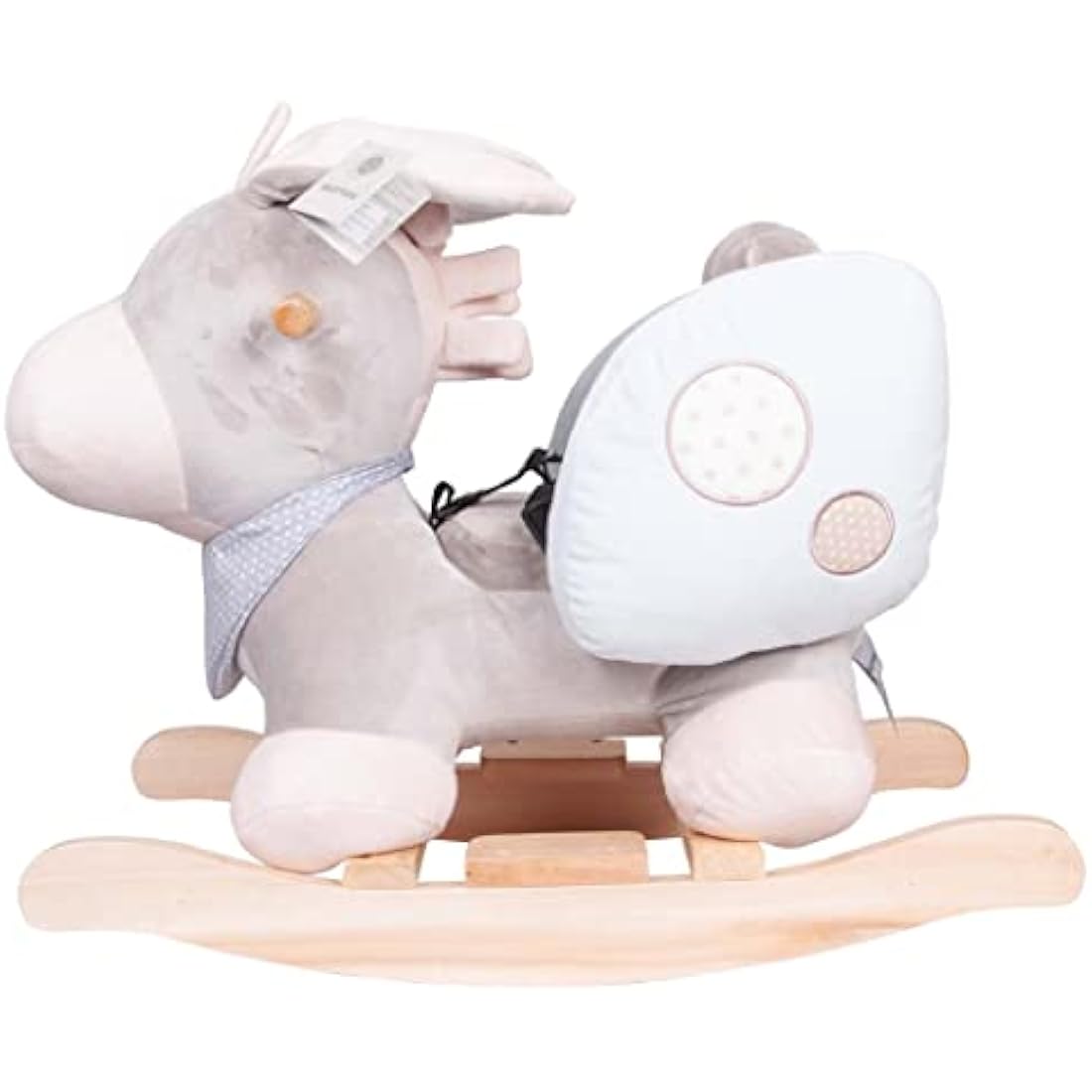 Nattou Wooden Rocking Animal Toy, Fully Padded Seat, Side Supports, Safety Belt, Handles For Small Hands, PETA-Approved Vegan, 100 Percent Super Soft Polyester, 10-36 Months, Donkey Cappuccino