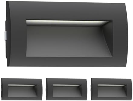 ledscom.de 4 LED recessed Wall Light ZIBAL, Downlight for Outdoors, IP65, Black matt, 140 x 70mm, 3.3 W, 209lm, Warm White