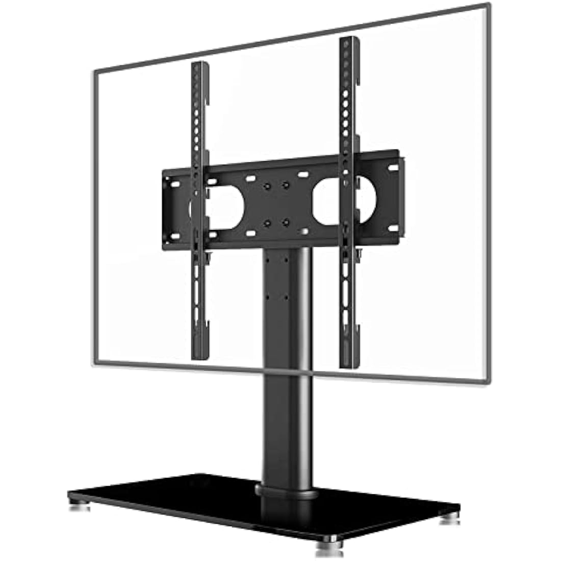Suptek Universal TV Stands, Table Top TV Stand, Pedestal TV Stand for Most 17"-55" Screens, Height Adjustable TV Base Stand with Tempered Glass Base and Wire Management, Hold up to 40kg, VESA 75/400mm