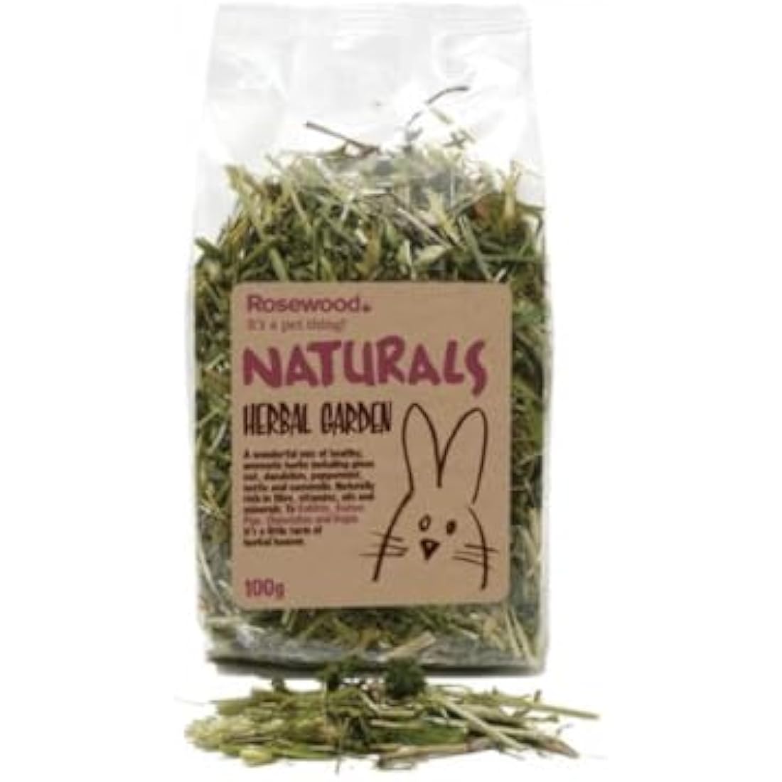 Rosewood Naturals Herbal Garden Salad, Small Animal Treat for Rabbits, Guinea Pigs, Chinchillas and Degus, 100g