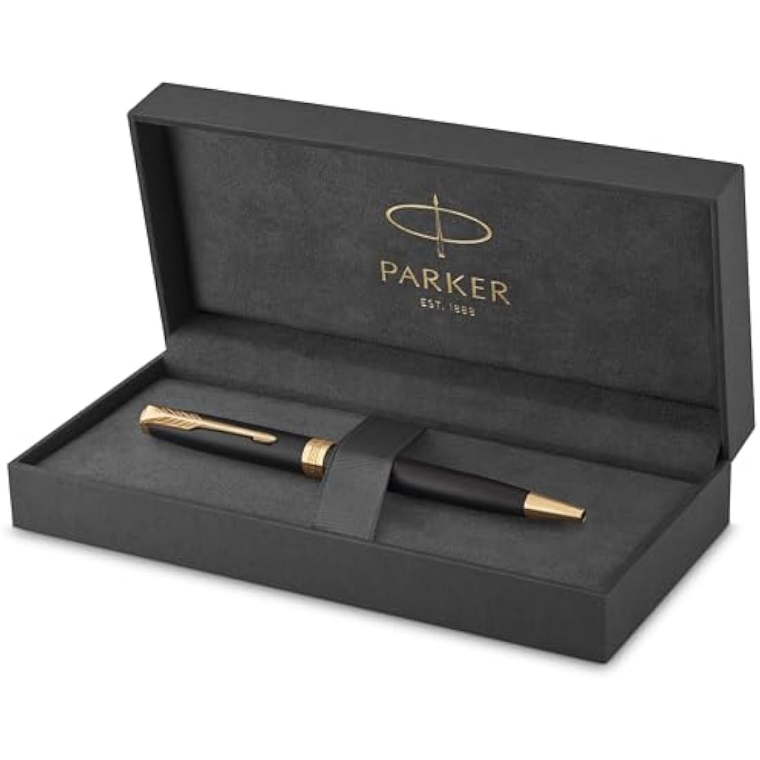 Parker Sonnet Ballpoint Pen | Matte Black Lacquer with Gold Trim | Medium Point Black Ink | Gift Box