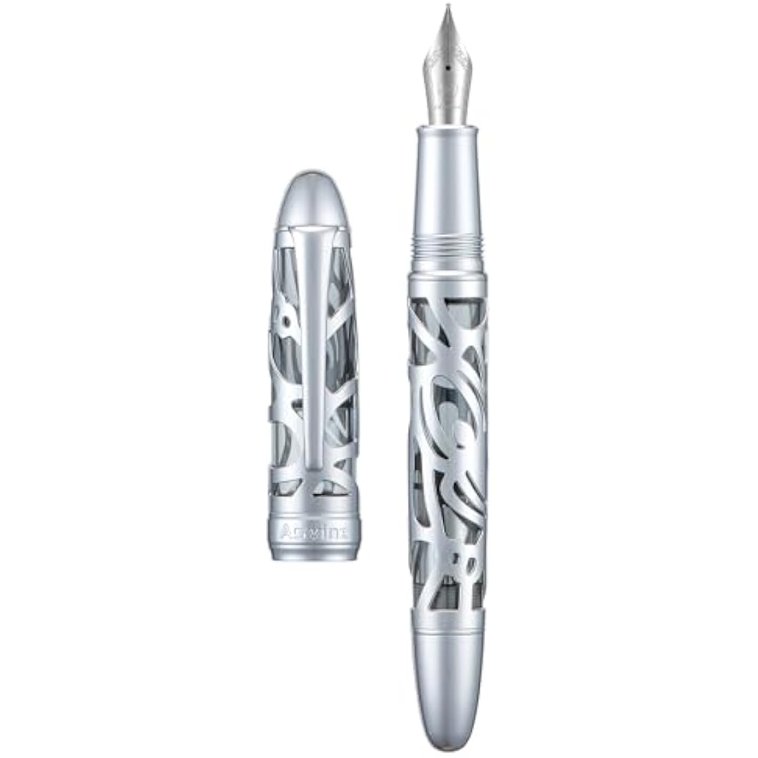 Asvine P80 Piston Filling Fountain Pen Fine Nib, Spider Skeleton Transparent Gray Acrylic Pen Case and Wrench Set