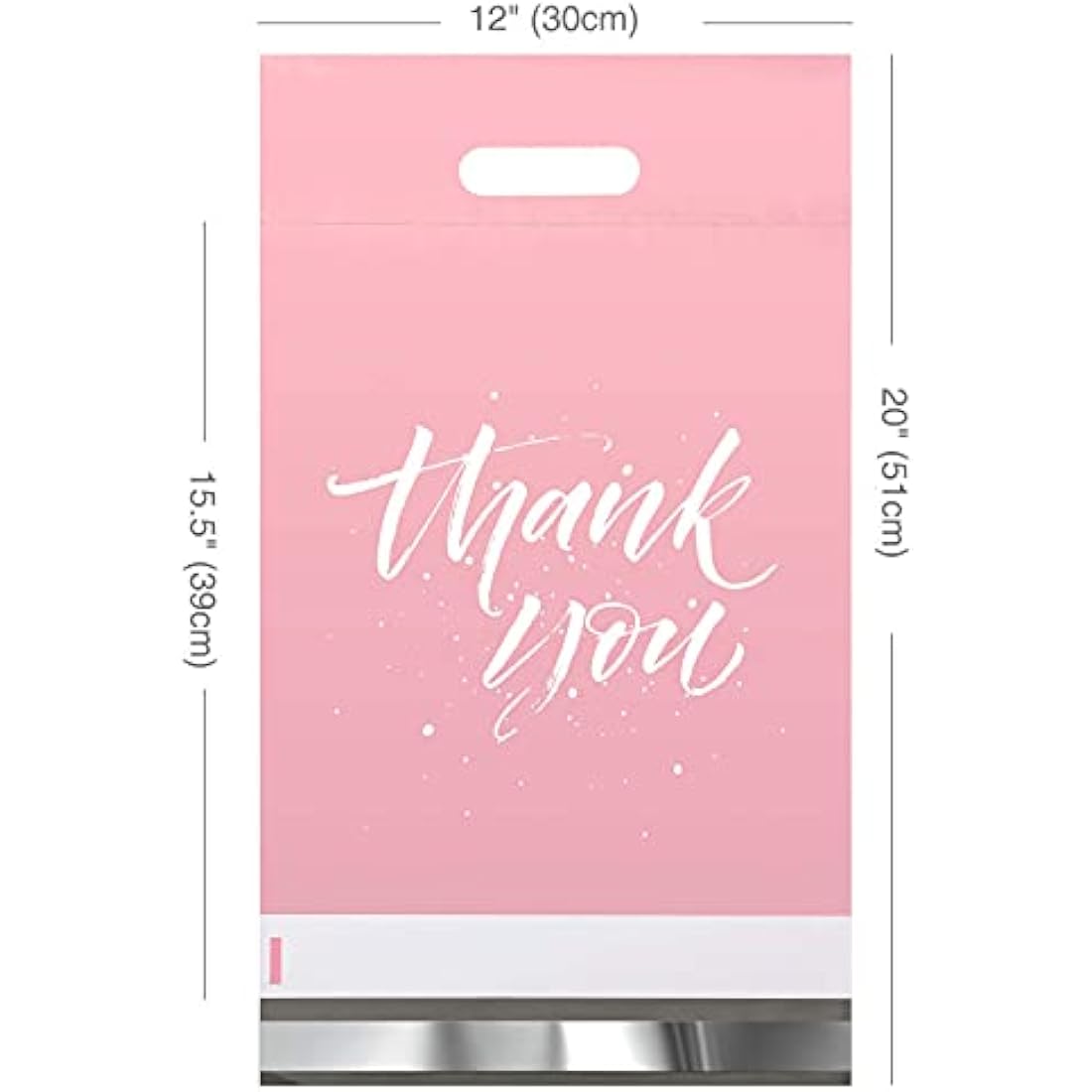 Switory 100Pcs Parcel Bags for Posting Clothes 305x394mm Postal Bags Shipping Bags with Handle Mailing Bags for Clothing Posting Bags with Self Adhesive 12X15.5 Package Bags Pink - Thank You Design
