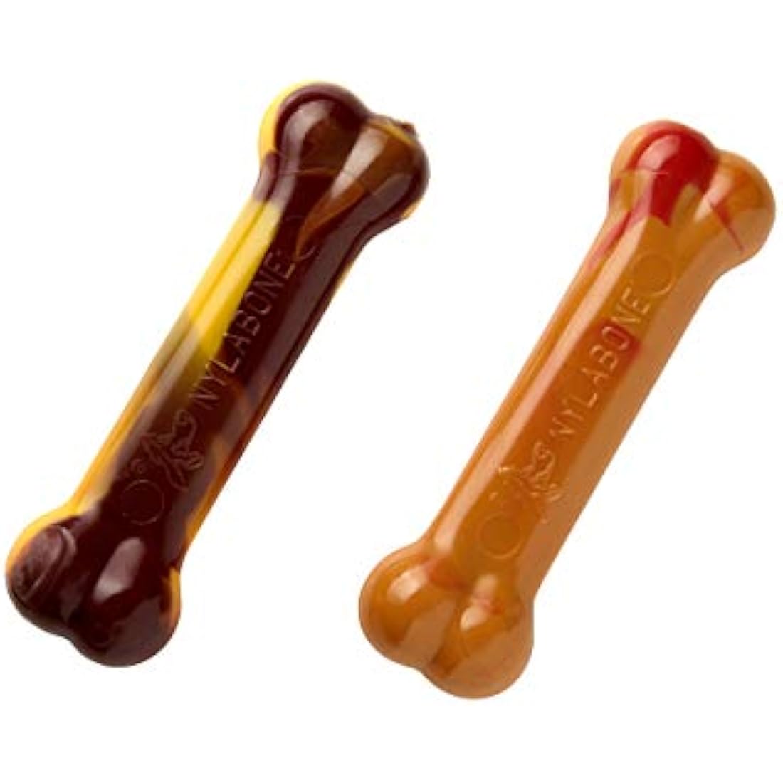 Nylabone Extreme Tough Dog Chew Toy Bones, Cheeseburger & Apple Flavour, 2-piece, Small, For Dogs Up To 11 kg