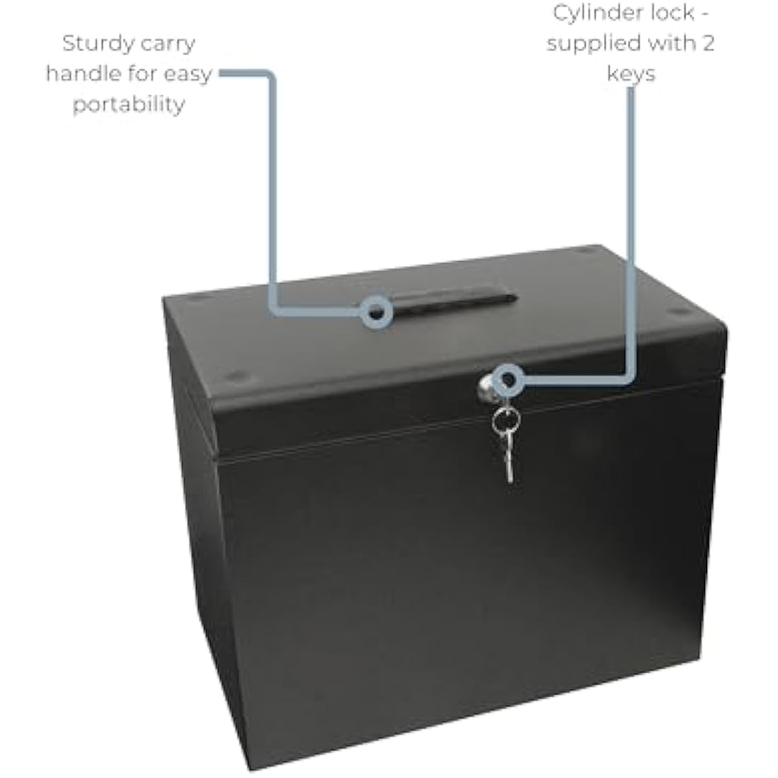 Cathedral Products A4 Steel File Box with Starter Pack of 5 Suspension Files - Black
