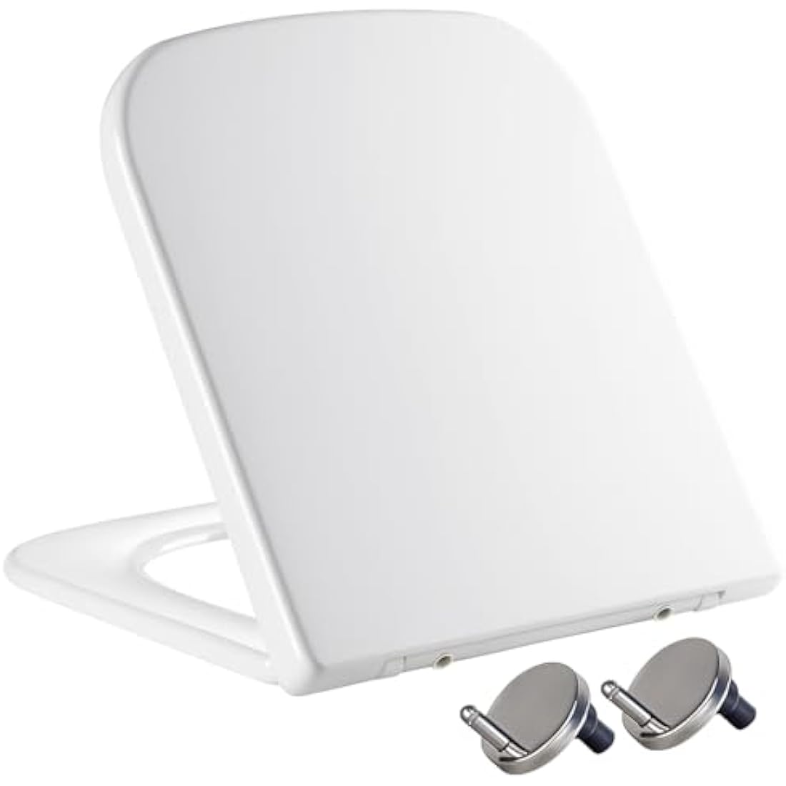 Mass Dynamic Square Toilet Seat- with Soft Close & Quick Release for Easy Cleaning, Universal Toilet Seat for Square Shaped Toilet Pans, Top Fixing Easy Installation (40.0cm L x 36cm W), White
