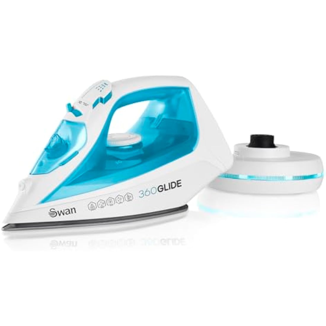 Swan SI16410N 2-in-1 Cord or Cordless Steam Press Iron, Non-Stick Ceramic Soleplate, 2800W, Blue