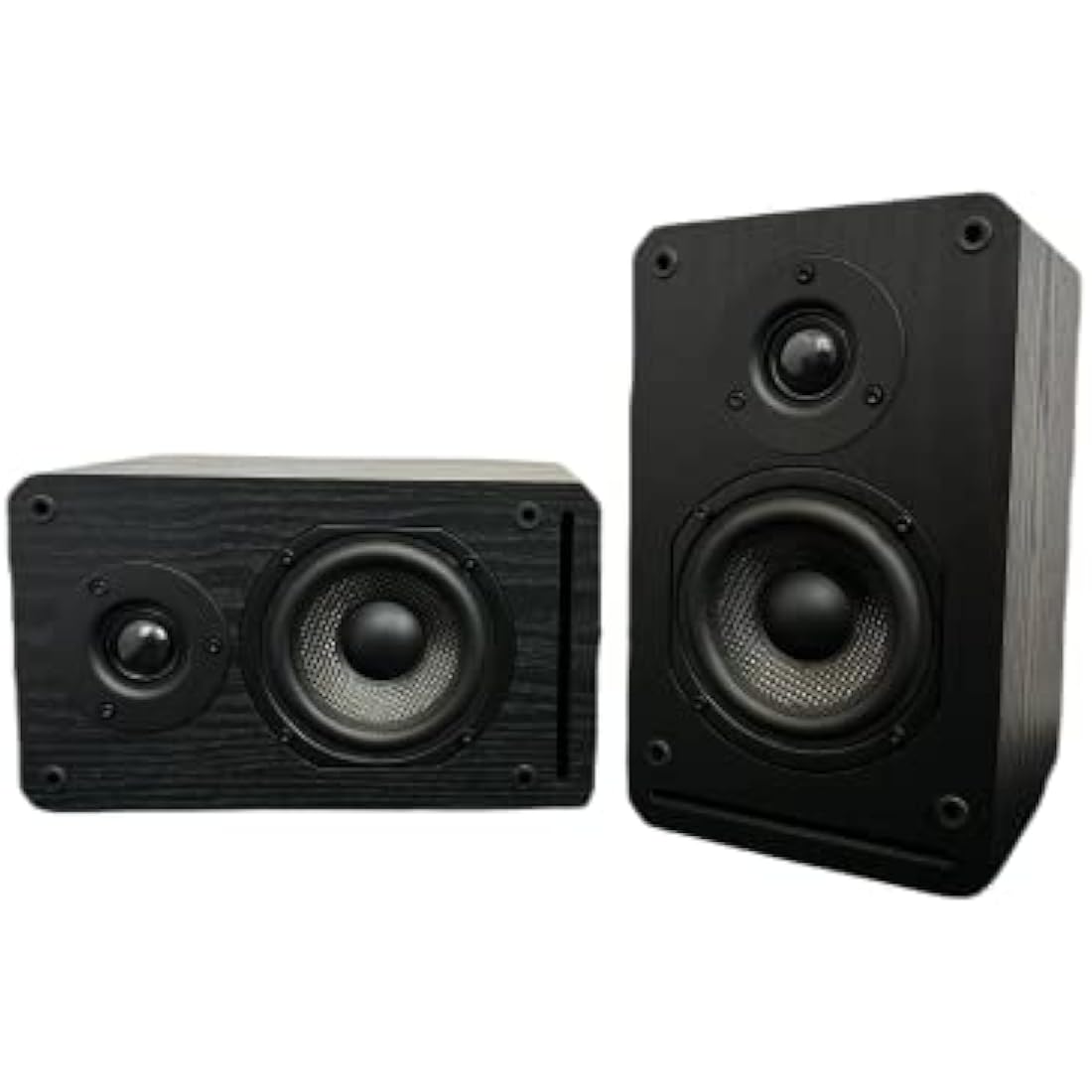 Roxel RBS-300 Passive Bookshelf Speaker, Black Wood Effect Cabinet with 4 inch Enhanced Carbon Fibre Woofer, 1 Inch Silk Dome Tweeter, Detailed and Refined Sound150W RMS (Black Wood)