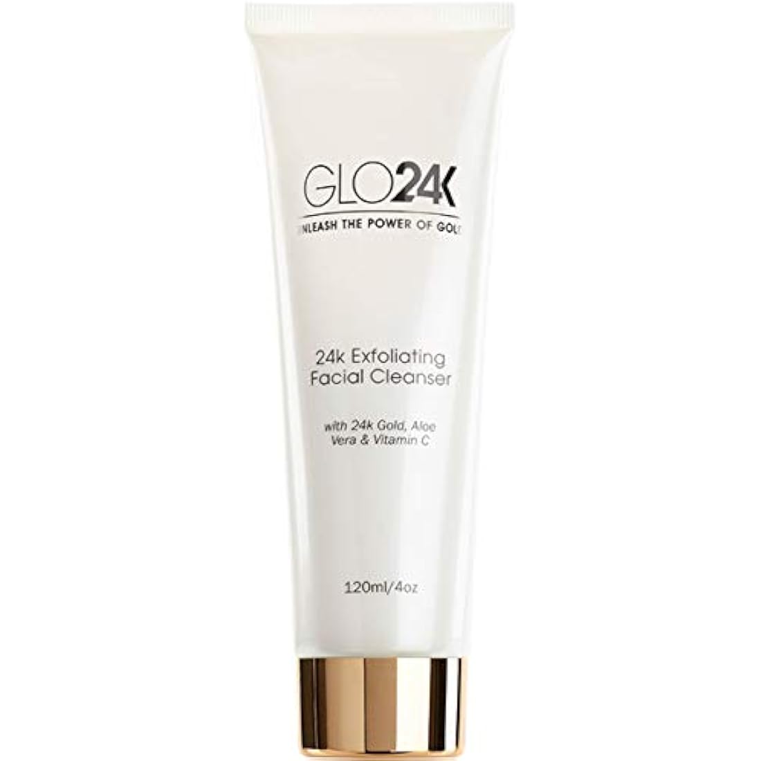 GLO24K Exfoliating Facial Cleanser with 24k Gold, Anti-Aging Microdermabrasion with Vitamins C and E