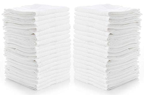 Simpli-Magic Pack of 40 White Cotton Face Cloths 12" x 12" 79155