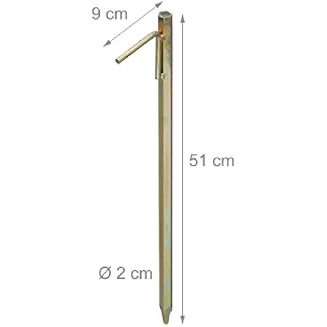 Relaxdays Heavy Duty Tent Stakes Set of 2, For Rocky Terrain, 51 cm, Camping Accessory, Galvanized Steel, Yellow