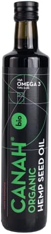 Canah® Organic Hemp Seed Oil 500 ml - Cold Pressed Unrefined, Vegan, Rich in Omega 3 Omega 6 Fatty acids & Vitamin E, Certified Kosher + Bonus Free Recipes