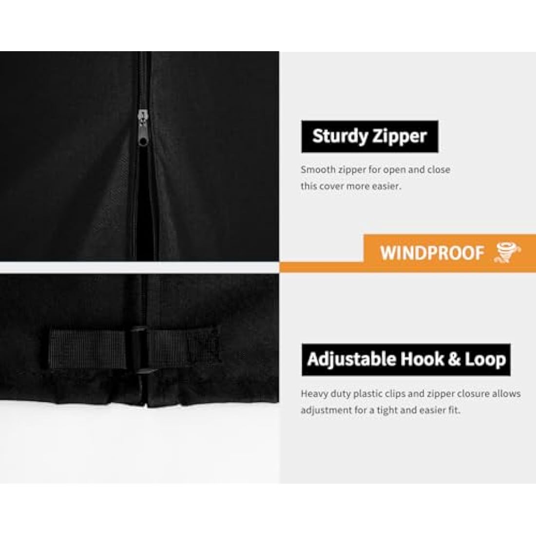 Dokon 3 Seater Garden Swing Covers Waterproof Heavy Duty Oxford Fabric Outdoor Swinging Chair Cover Windproof Anti-UV Patio Garden Hammock Cover with Zips (210x150x150cm) - Black